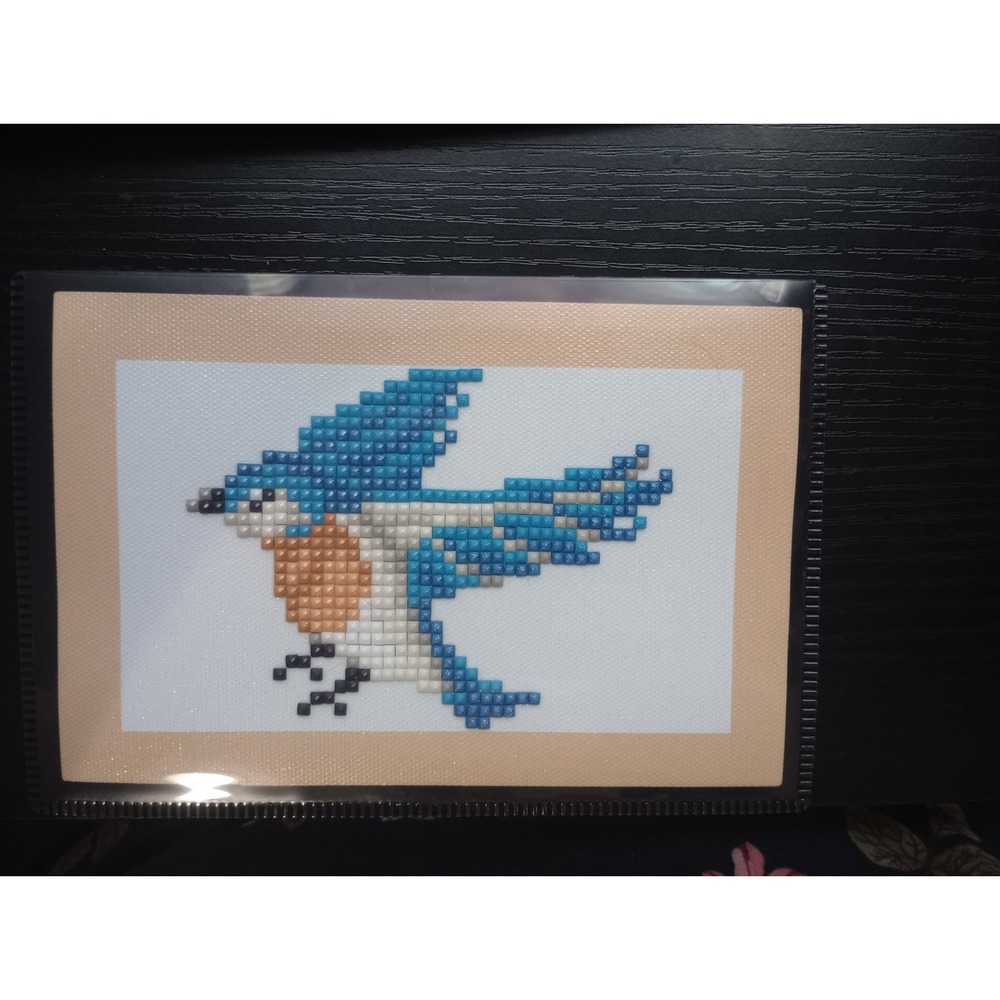 4x6" Diamond Painted Bird In Magnetic Frame - Eastern Bluebird - Picture 1 of 1